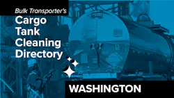 Text describing directory section over photo of man cleaning exterior of tank trailer Text describing directory section over photo of man cleaning exterior of tank trailer