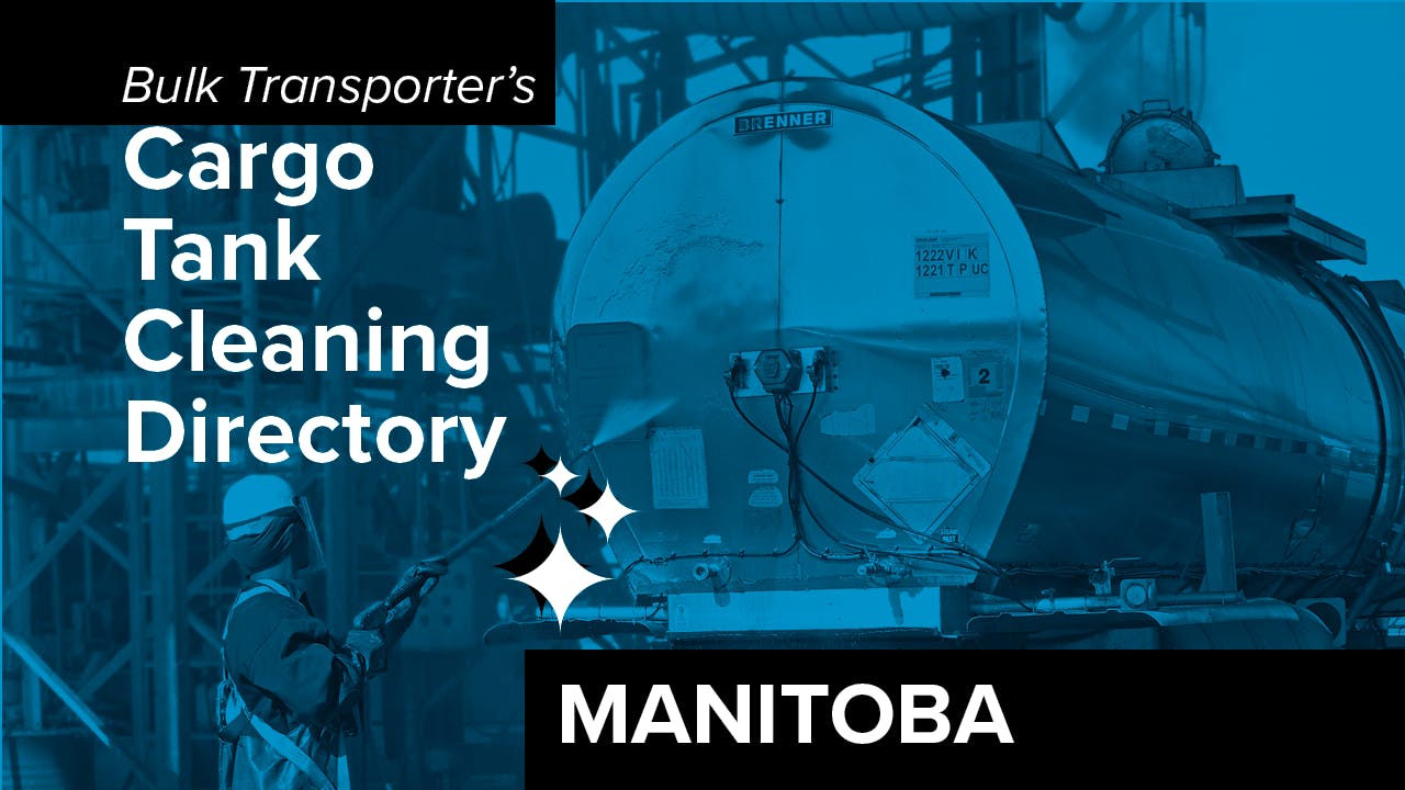 Text describing directory section over photo of man cleaning exterior of tank trailer