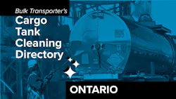 Text describing directory section over photo of man cleaning exterior of tank trailer Text describing directory section over photo of man cleaning exterior of tank trailer