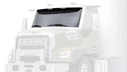 Mack Trucks’ new ImpactShield technology, which incorporates the first-ever use of Corning Fusion5 glass in a Class 8 heavy-duty truck, now is available for the all-new Mack Granite. Mack Trucks’ new ImpactShield technology, which incorporates the first-ever use of Corning Fusion5 glass in a Class 8 heavy-duty truck, now is available for the all-new Mack Granite.