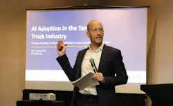 BeyondTrucks CEO Hans Galland discusses the results of a survey on AI adoption in the transportation industry during the Workforce Committee meeting.