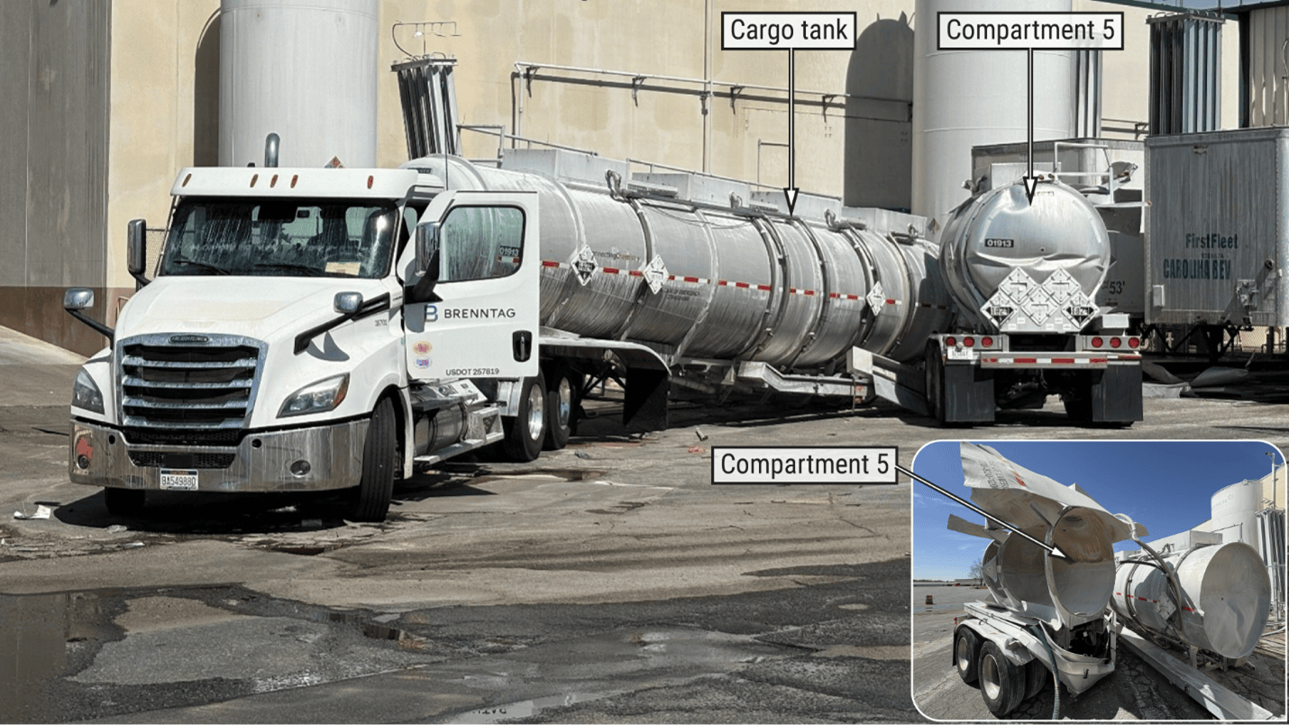 The NTSB is investigating a fatal explosion involving a chemical tank trailer carrying sodium hydroxide at a North Carolina facility, with preliminary findings highlighting possible safety lapses and equipment issues.