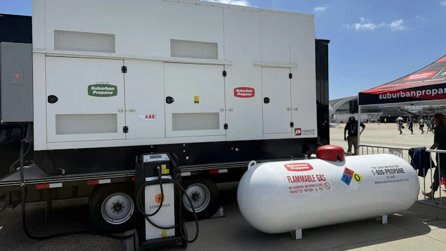 Renewable propane-powered generators supplied energy to battery storage systems that powered EV charging during NASCAR race weekend at Naval Base Coronado in San Diego. The first-of-its-kind collaboration between Suburban Propane, ABB, Kempower, and NASCAR demonstrated how renewable propane can provide reliable, lower-carbon power for DC fast charging in locations where grid access is limited or temporary.