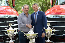 Third-generation company leader Bill Usher Jr., at left, and fourth-generation Usher Transport CEO Ryan Usher have a shared commitment to safety, resulting in two Heil trophies in the last 15 years.