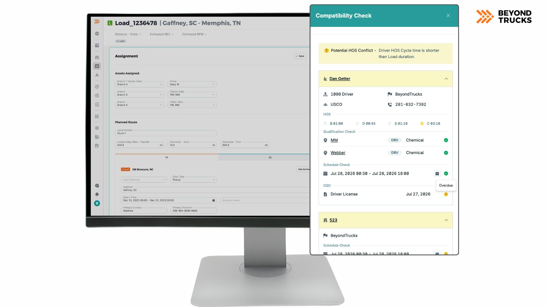 By integrating compliance data directly into everyday workflows, BeyondTrucks and Vehicle Licensing Consultants seek to empower dispatchers to make load assignments with greater confidence.
