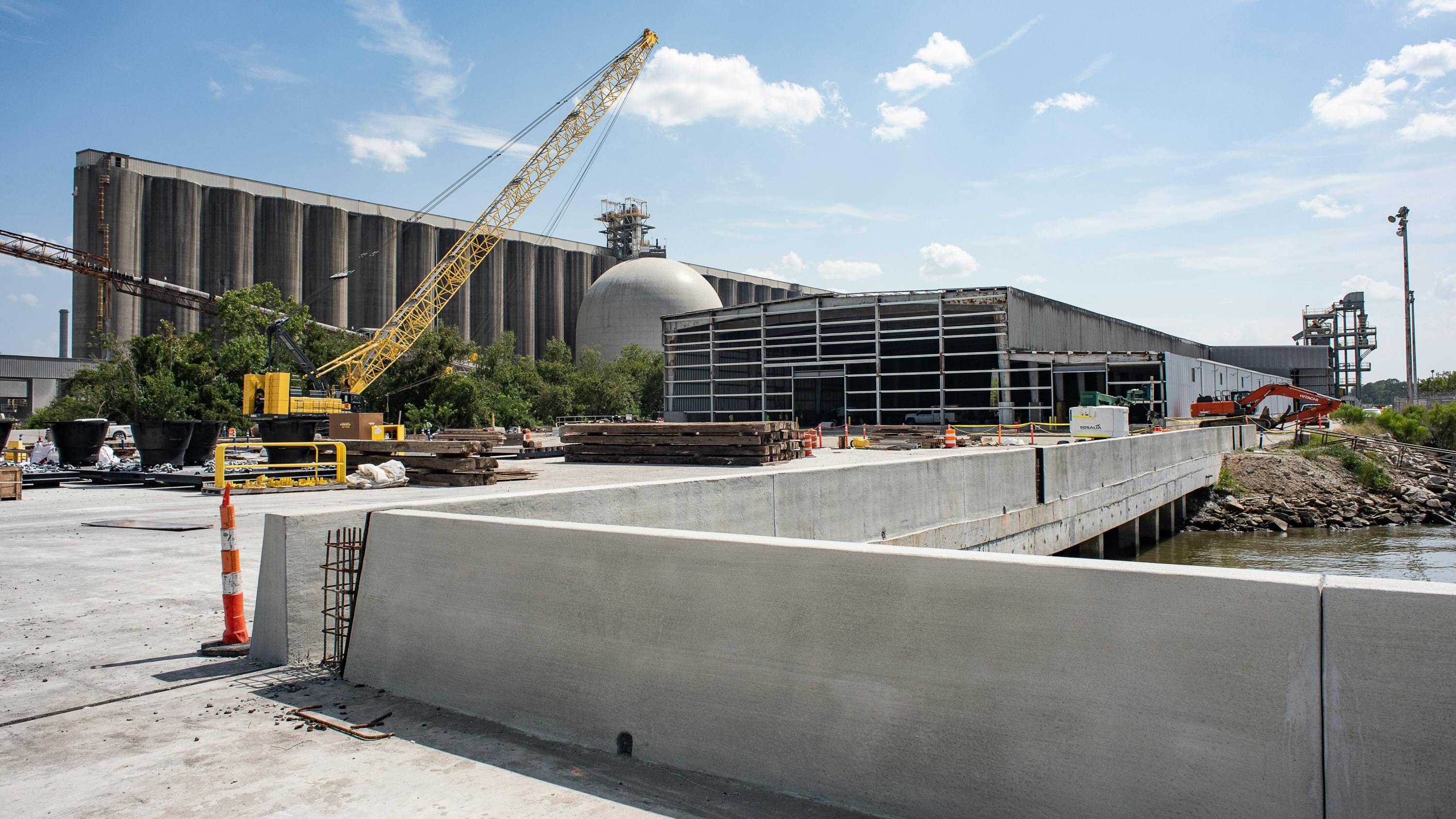 The future Foundation 3 facility shown under construction in early August 2026. The Colonial Terminals multimodal project has since been completed and is now fully operational on the Savannah River.
