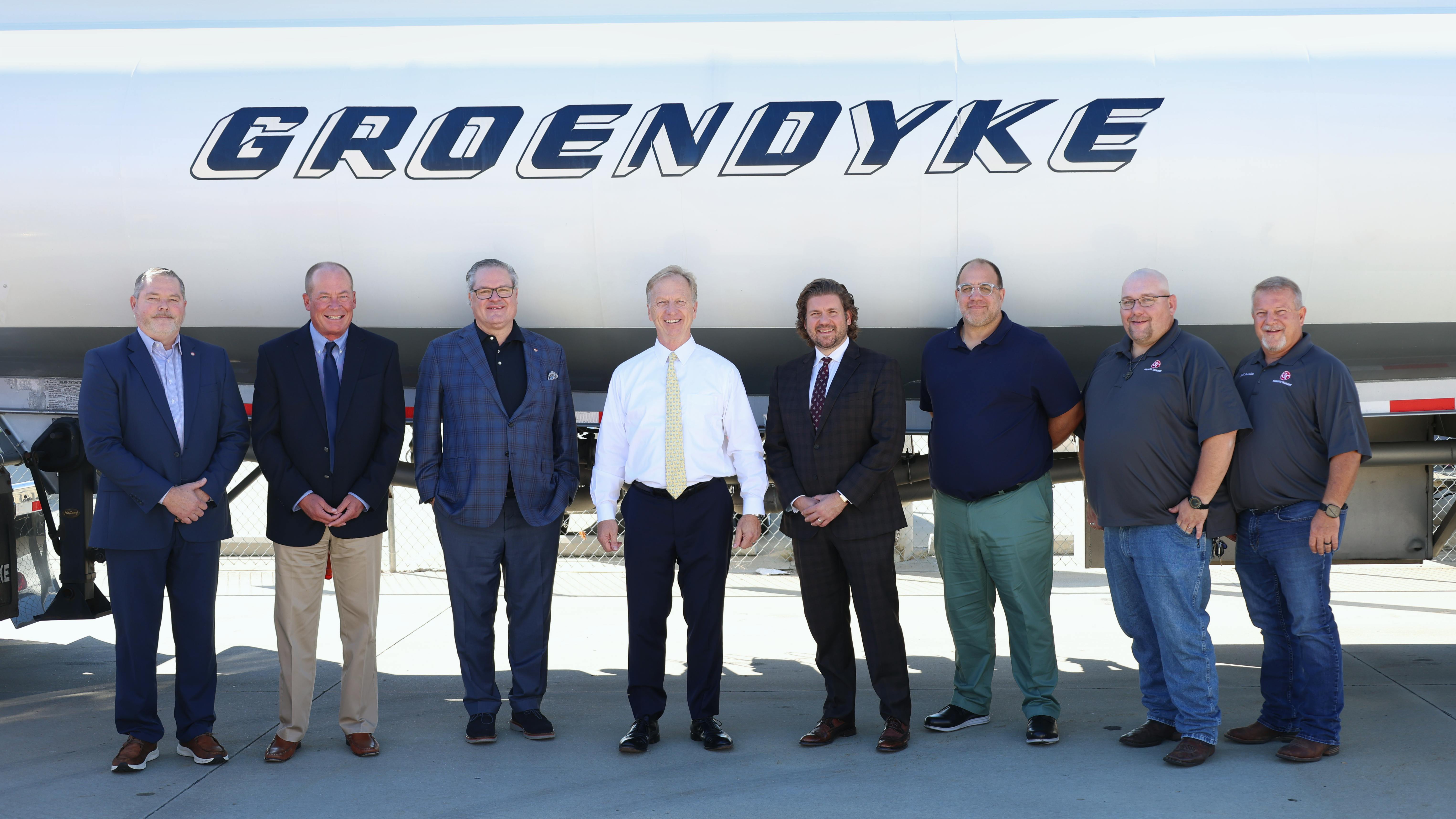 U.S. Rep. Kevin Hern, R-Okla., fourth from left, recently visited one of Groendyke Transport&rsquo;s newest terminals in South Tulsa, Oklahoma, for a tour and policy roundtable.
