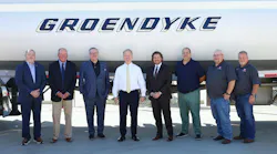 U.S. Rep. Kevin Hern, R-Okla., fourth from left, recently visited one of Groendyke Transport’s newest terminals in South Tulsa, Oklahoma, for a tour and policy roundtable.
