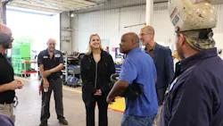 STE inside sales representative Paige Cushing (center) smiles as UPT’s veteran maintenance crew realizes they’ve been “Punk’d.” Her surprise shop visit served as a lighthearted finale to a major milestone week for UPT, which celebrated its 60th anniversary in Oklahoma City by hosting an open house at its new downtown headquarters and showcasing custom STE tank trailers at Tank Truck Week 2026.