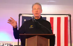 G&D/Hoffman President Kevin Hoffman, who returned from major heart surgery last Christmas Eve, emcees the employee appreciation event and thanks his staff for their dedication.
