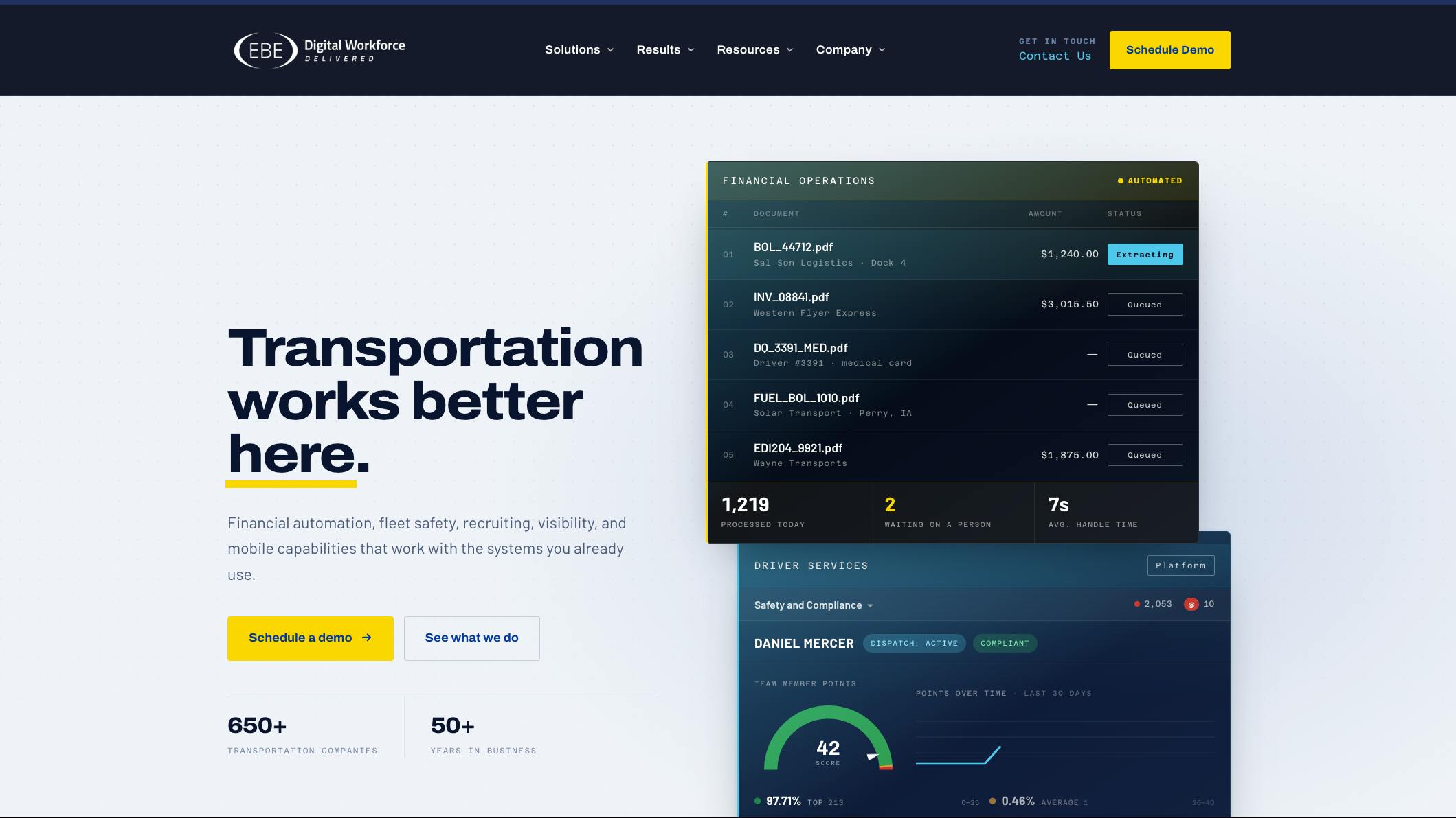 EBE Technologies&rsquo; redesigned web portal gives fleet operators interactive tools to evaluate back-office automation capabilities and driver management services.