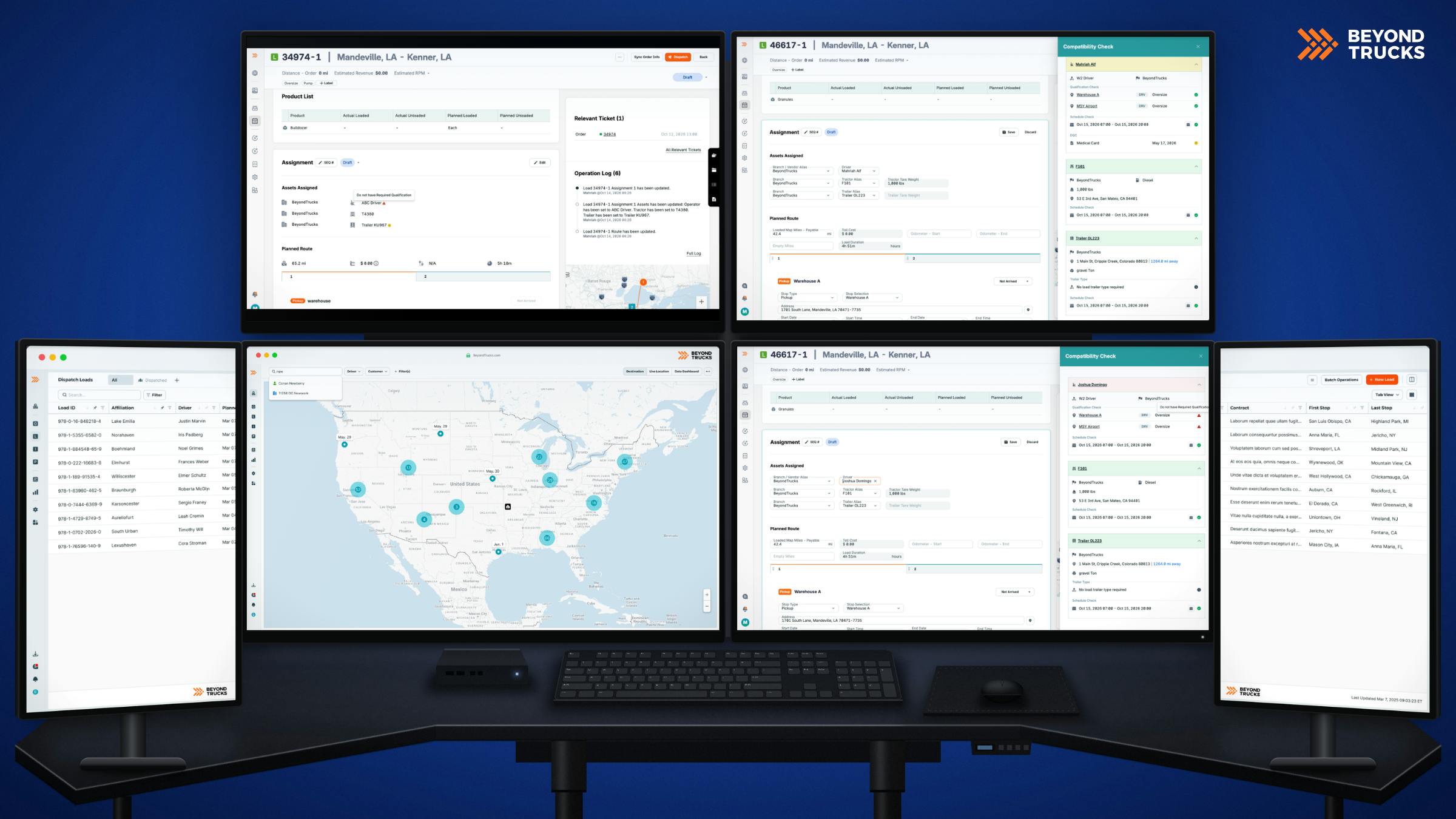 BeyondTrucks&rsquo; Compatibility Engine checks driver, tractor and trailer assignments against fleet-specific rules before dispatch, flagging conflicts and suggesting alternatives.